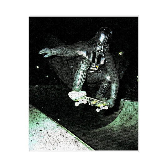 Skateboarding Darth Vader Rolled Poster - Ollie To The Darkside
